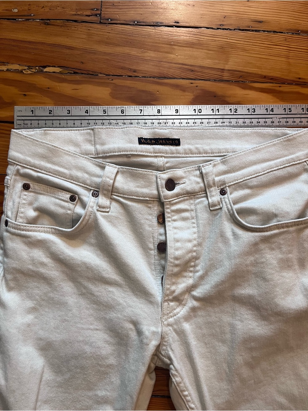 Nudie Jeans Solid Ollie Everivory white Jeans — 30x28

Nudie Jeans